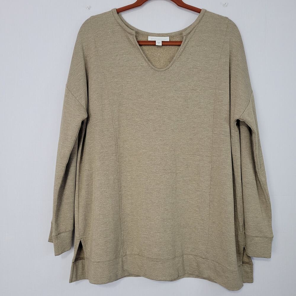 Pure Jill Tranquility Fleece Split Neck Long Sleeve Top size M Relaxed Fit Comfy